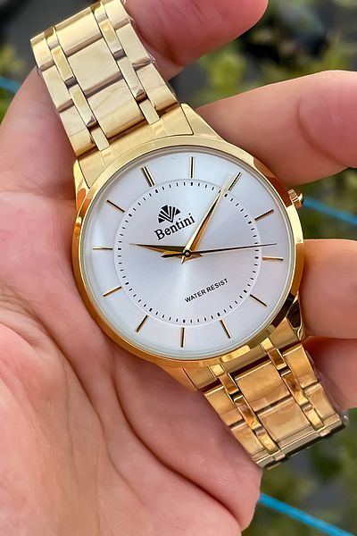 Bentini Original 2 Year Warranty Steel Men's Watch and Bracelet