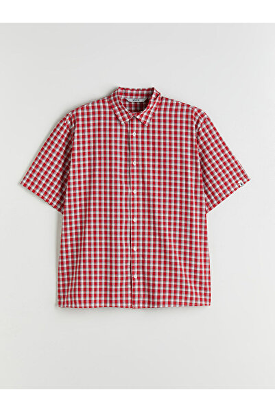 LC Waikiki Rahat Kalıp Kısa Kollu Ekose Poplin Erkek Gömlek