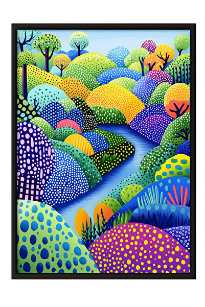 Zestia Slika u crnom okviru, živopisne boje brda, poster za dekoraciju kancel...