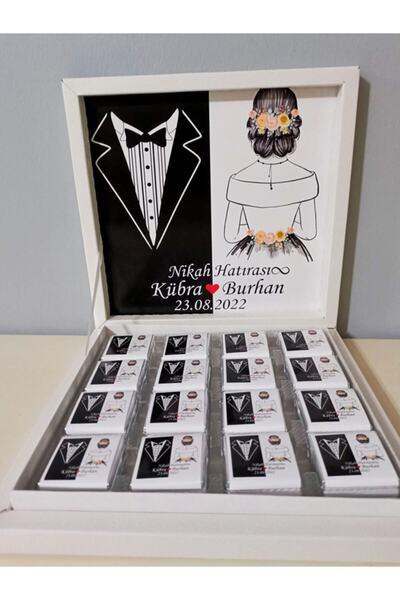 Flurose Gelin Damat Bohçası Çikolatası Madlen Çikolata Kutusu 48'li Isme Özel