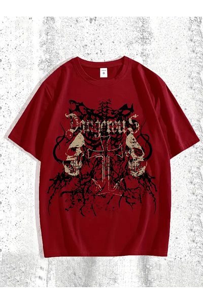 Touz Moda Gothic Printed Unisex Oversize T-Shirt