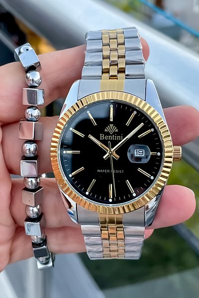 Bentini Original 2 Years Warranty Steel Men's Wrist Watch and Bracelet