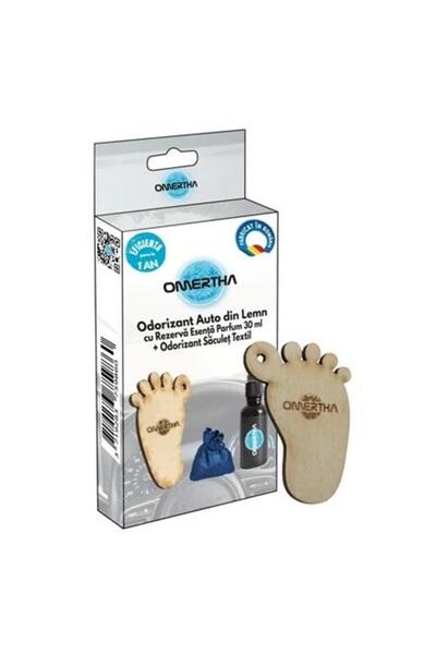 Omertha Odorizant auto OME89, formă de talpă, din lemn, sticluță 30 ml, esenț...
