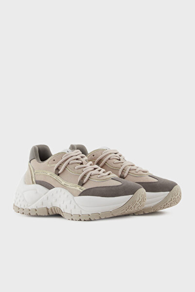 Armani Exchange Genuine Leather Mixed Suede Detailed Thick Sole Sneaker Shoes Shoes Xw001