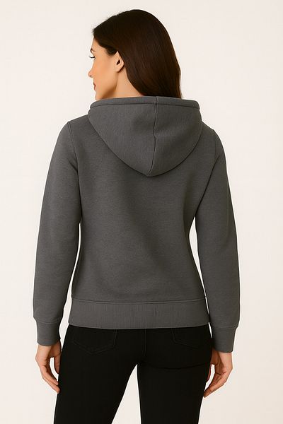 CLASSY.MODA Women's Hooded Pocket Oversize Three Thread Fabric Sweatshirt Daily Casual Model