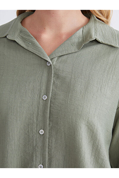 LC Waikiki Haki Dokulu Oversize Kadın Gömlek