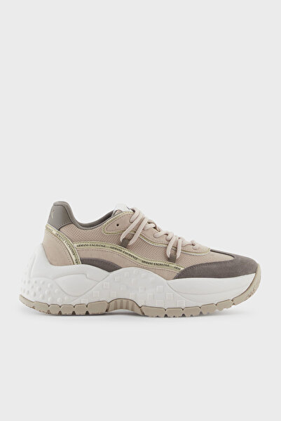 Armani Exchange Genuine Leather Mixed Suede Detailed Thick Sole Sneaker Shoes Shoes Xw001