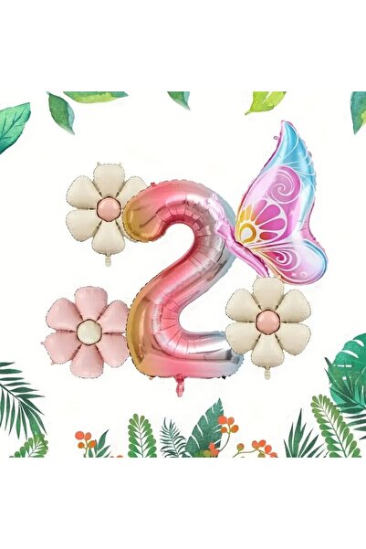 DÜVENCİ TİCARET Kelebekli Papatya Kombinasyon gökkuşağı yaş balon set