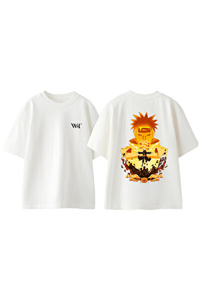 THEWERT Tricou oversize alb din bumbac imprimat pe spate Uchiha Itachi Naruto 10