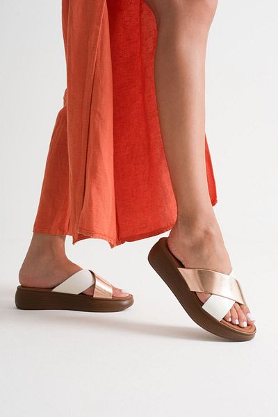 Zerenyus Fayn Premium Flat Genuine Leather White Slippers