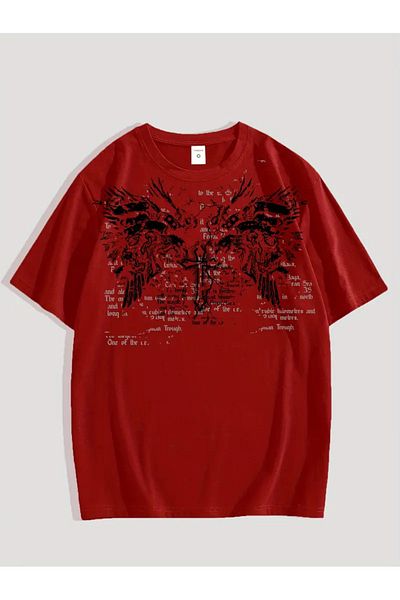 Touz Moda Gothic Printed Unisex Oversize T-Shirt