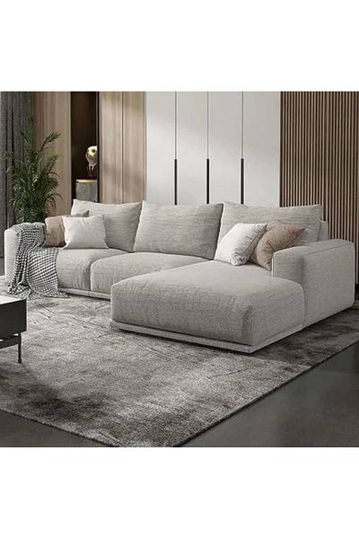 BIZ NAS Swedish Linen Corner Sofa - Grey