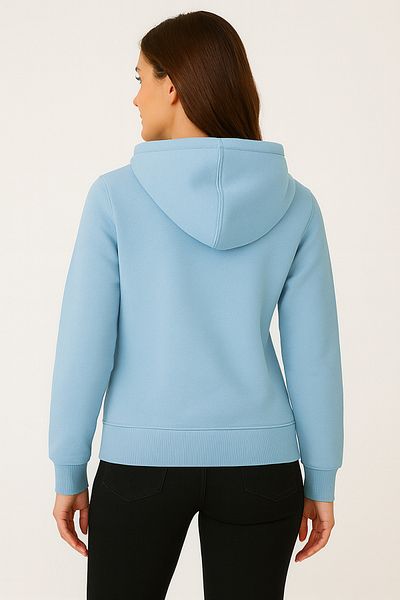 CLASSY.MODA Women's Hooded Pocket Oversize Three Thread Fabric Sweatshirt Daily Casual Model