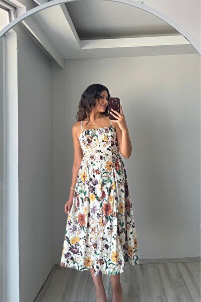 Güneş Καλοκαιρινό μίντι φόρεμα με λουλουδάτο σχέδιο και τιράντες