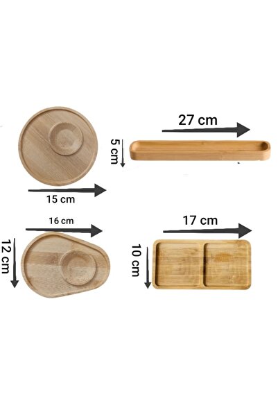 Assess Store 4 Parça Kahvaltı Takımı Kahvaltılık Bambu Su Geçirmez Şık Kullan...