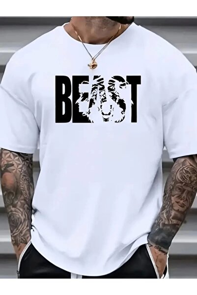 ATREAS تي شيرت رجالي أنيق مقاس كبير بتصميم طباعة فريدة من نوعها - بوليستر مريح، يمكن غسله في الغسالة، مستدير