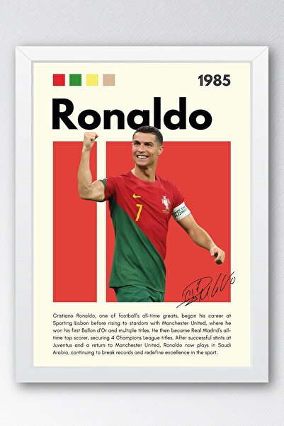 Saturn Cristiano Ronaldo Çerçeveli Tablo - Dekoratif Çerçeveli Futbolcu Poster Tablo