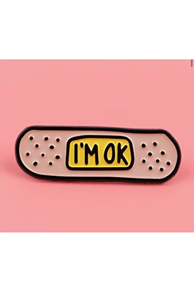Genel Markalar "I'm OK" Yazılı Yara Bandı Şekilli Tasarım Broş