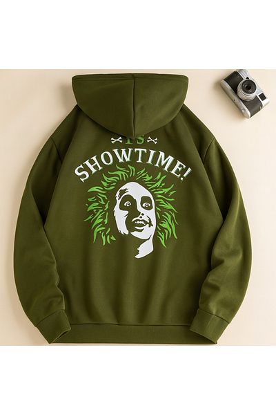 CLASSY.MODA Oversize 3 Thread Hooded Showtime Printed Unisex Sweatshirt