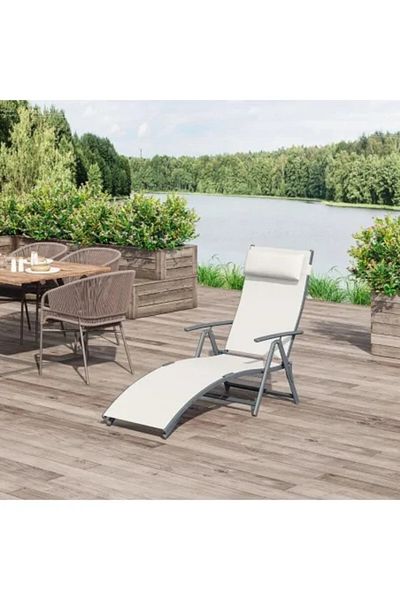 ART Garden sun lounger, metallic, foldable, with adjustable backrest, cream, max 165 kg, 177x66x108 cm
