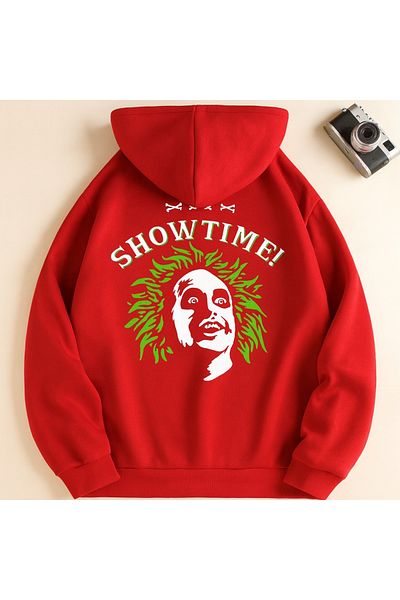 CLASSY.MODA Oversize 3 Thread Hooded Showtime Printed Unisex Sweatshirt