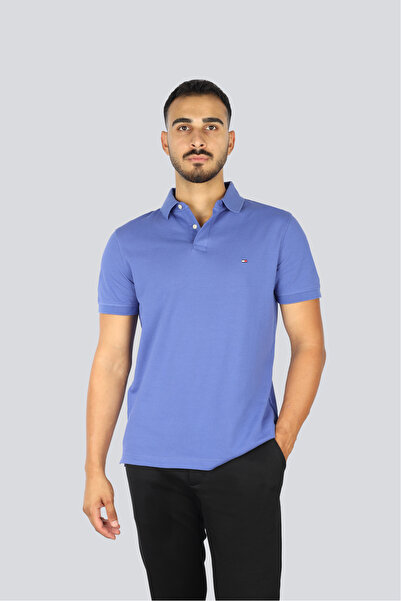 Tommy Hilfiger Men's Woven Polo Neck Short Sleeve Casual Blue Polo Neck T-Shi...