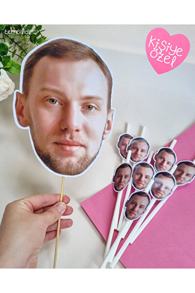 Saatistan Kişiye Özel Fotoğraflı Maske ve Pipet Süsü Seti, Bekarlığa Veda Partisi Eğlencesi