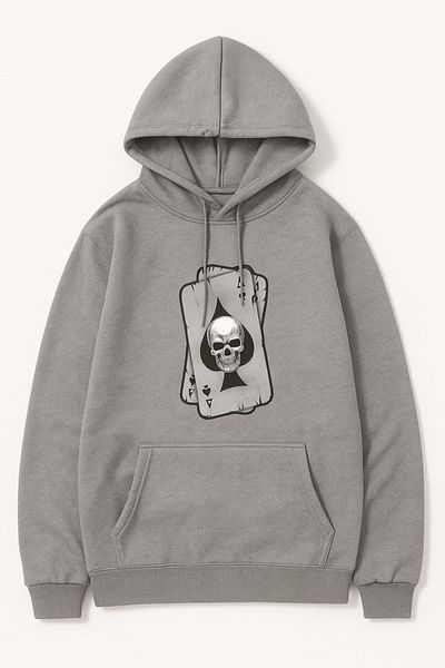 CLASSY.MODA Oversize 3 Thread Hooded Mug Card Printed Unisex Sweatshirt