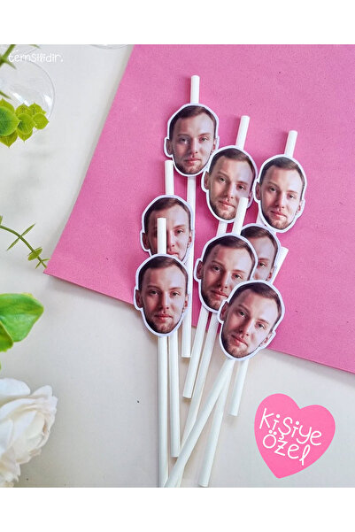 Saatistan Kişiye Özel Fotoğraflı Maske ve Pipet Süsü Seti, Bekarlığa Veda Partisi Eğlencesi