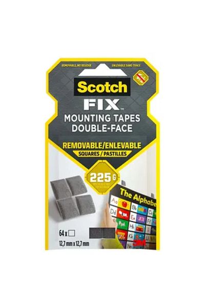 3M Scotch Fix Double-Face Removable Square Mounting Tape (64 Pc., 12.7 mm x 12.7 mm)