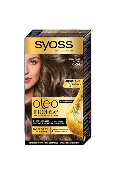 Syoss Color Oleo Intense 6-54 Dark Ash Blonde Permanent Hair Dye, 3-pack, 115 ml