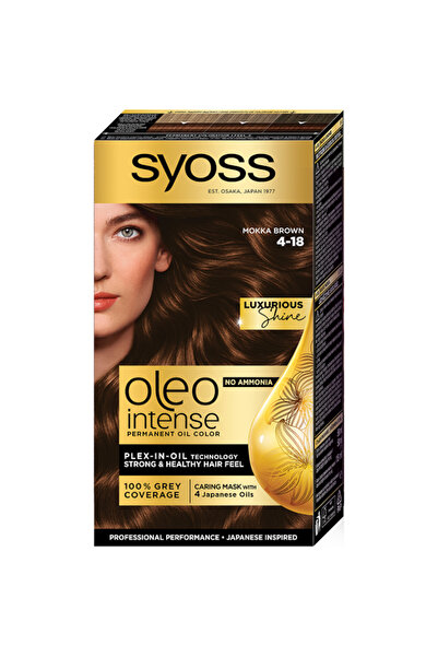 Syoss 3 x Color Oleo Intense Permanent Hair Dye, 4-18 Mocha Brown, 115 ml