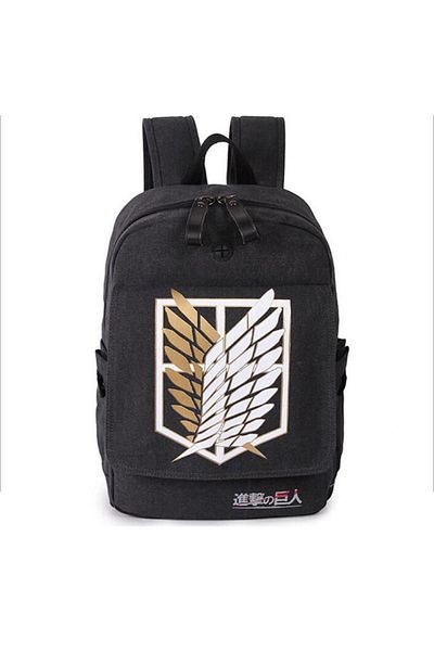 ENAR Attack On Titans Anime Canvas Backpack Black/White/Beige 33x17x47 cm