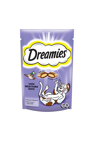 Dreamies Cat Treats with Delectable Duck 60 g Crunchy Outside Soft Inside for Healthy Happy Cats