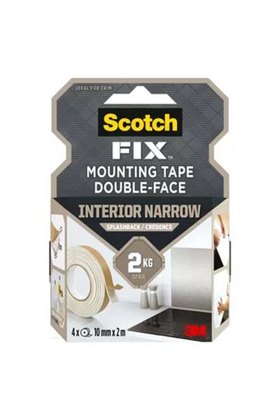 3M Scotch Fix Double-Face Interior Narrow Mounting Tape For Splashback (4 Rolls, 10 mm x 2 m)