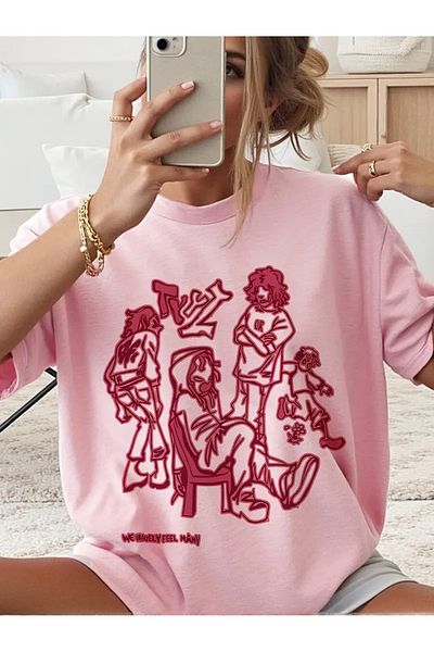 Touz Moda Y2K Retro People Printed Unisex Oversize T-Shirt