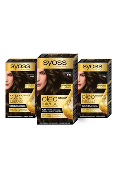 Syoss 3 x Color Oleo Intense Permanent Hair Dye, 3-10 Deep Auburn, 115 ml