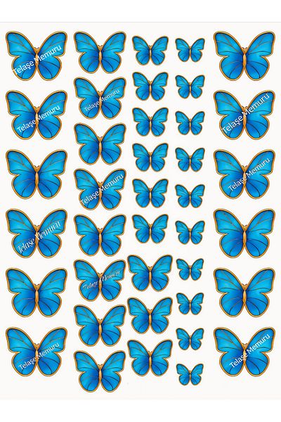 telaşe memuru Edible Paper Butterfly Cake Topper Cupcake Top Blue Butterfly Picture Edible Paper Print