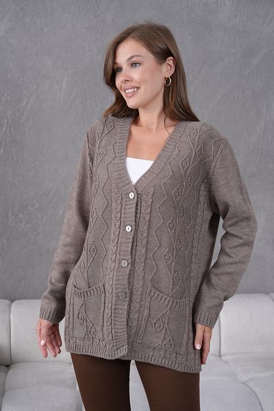 Lamierra Women's Mother's Knitwear Wool Cardigan with Pocket Detail
