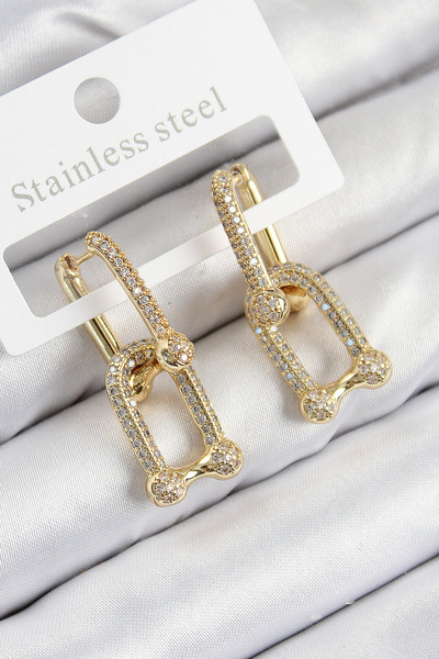 callerrons accessories Brass Zircon Stone Tiffany Model Gold Color Women's Earrings - Ebj250816W37177