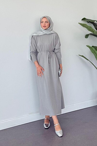 Hazamoda Rochie Batum Stoned Mercerized Gri