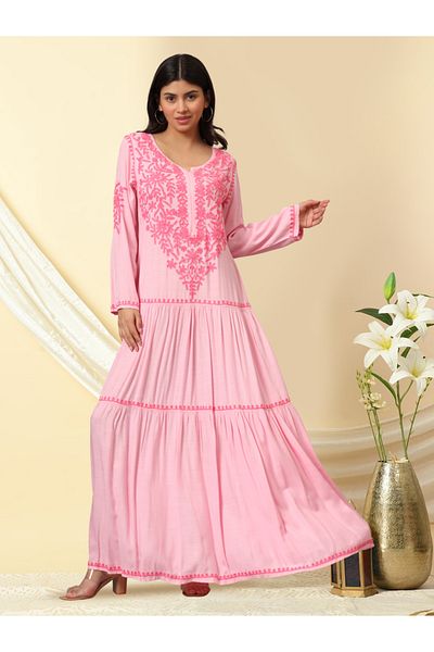 alaya Hand Embroidered Lucknowi Chikankari Cotton Jalabiya-AL3942