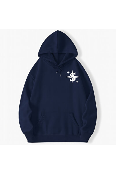 CLASSY.MODA Φούτερ Unisex με κουκούλα με 3 κλωστές Oversize Minimal printed