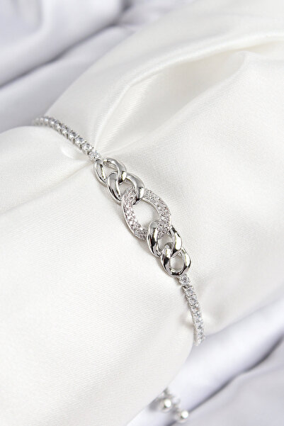 callerrons accessories سلسلة من حجر الزركون النحاسي موديل فضي اللون للنساء - ...