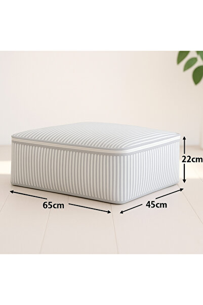 YELLOW STARY HOME DECOR (8 Pieces) Gray Striped Sofa Bed & Bed Base Type Pillow Quilt Storage Bag - under Bed Organizer 65X45X22