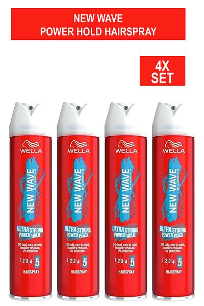 Wella New Wave Ultra Strong Power Hold Hair Spray - 250 ml x 4