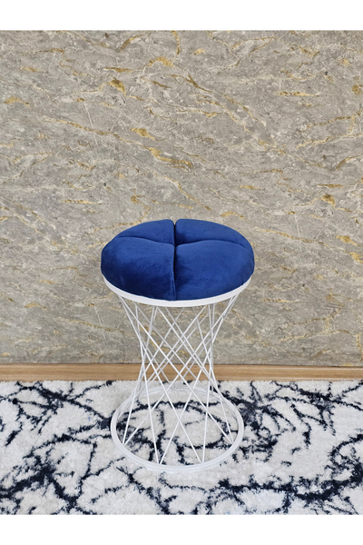 ZAFİR Yuvarlak Beyaz Boyalı Puf Oturak - Bench - Ayak Ucu Oturak - Beyaz Boya...