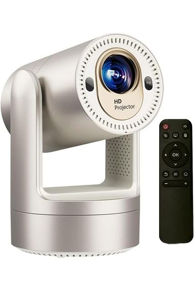 Bicchoo Mini Smart 4K Projector, Rechargeable WiFi Bluetooth, Remote, Portable Home/Outdoor Movie Use