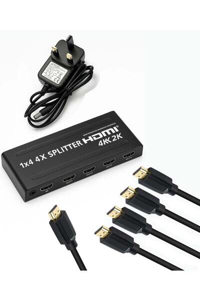 Hivision موزع HDMI 1×4 - دقة فائقة 4K | مدخل HDMI واحد إلى 4 مخارج HDMI