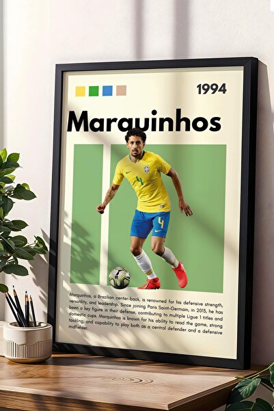 Saturn Pictură înrămată Marquinhos - Poster de fotbalist cu cadru decorativ